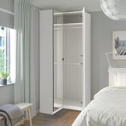 Dulap de colț Ikea Pax/Fardal/Aheim raft/bare/oglinda 111/88x236 (Alb Lucios)
