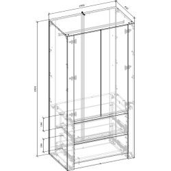 Шкаф Magnusplus Combo 100x200x60 (White/Graphite) Thumb