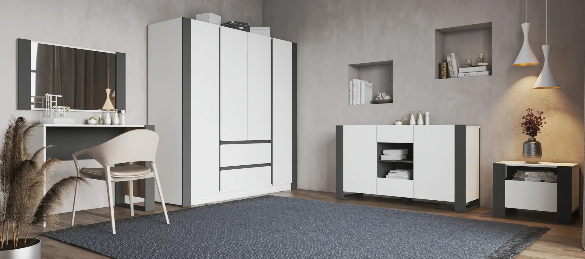 Шкаф Magnusplus Combo 180х200х60 (Graphite/White)