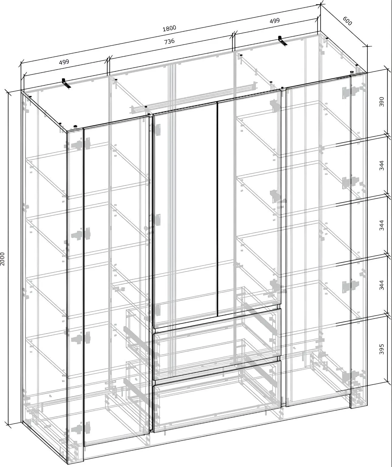 Dulap Magnusplus Combo 180x200x60 (Ewok Oak/Graphite)