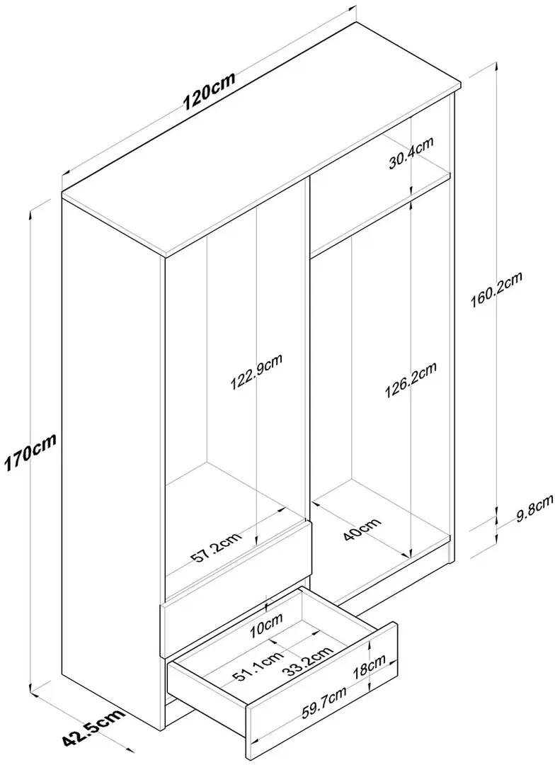 Dulap Mirage Meble BA108 S 4D2S (Walnut/White)