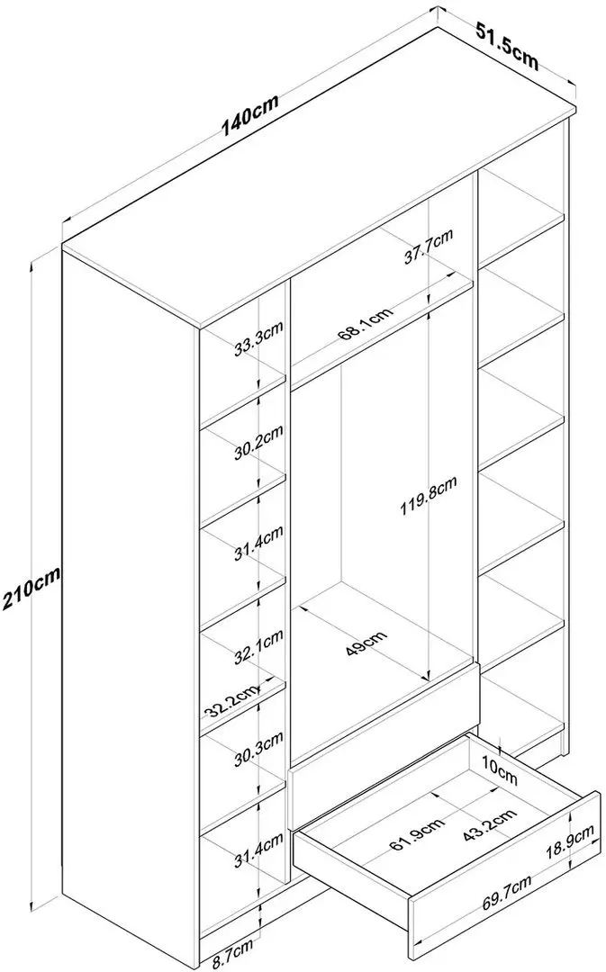 Шкаф Mirage Meble BA112 4D2S (Walnut/White)