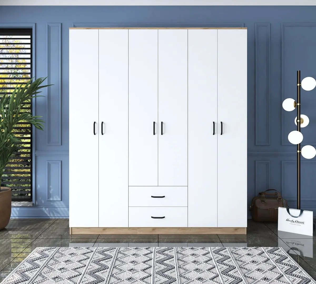 Dulap Mirage Meble BA113 6D2S (Walnut/White)