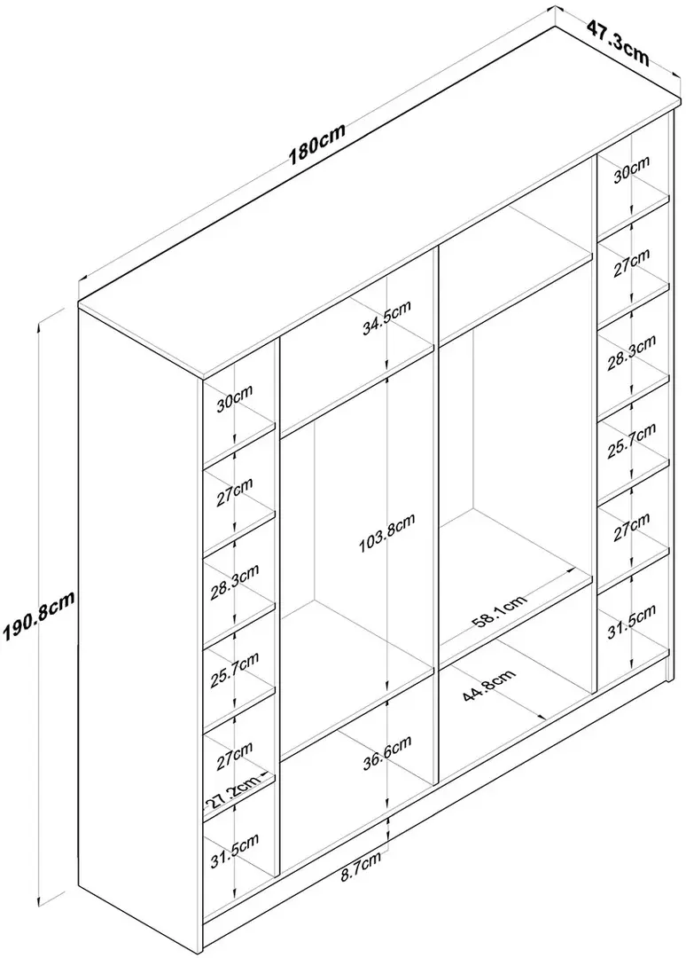 Шкаф Mirage Meble BA114 S 6D (Walnut/White)