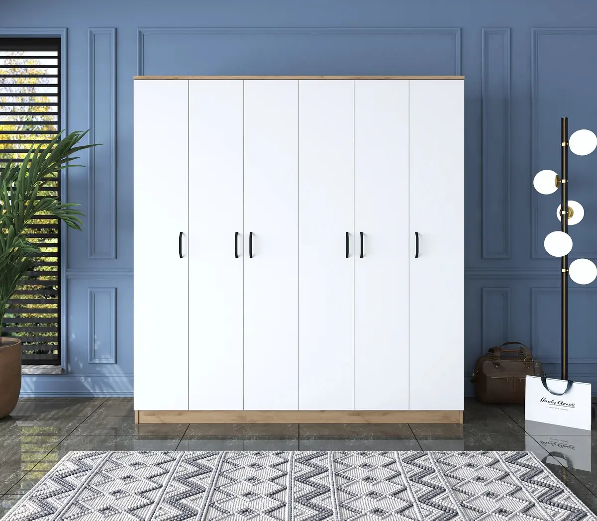 Шкаф Mirage Meble BA114 S 6D (Walnut/White)