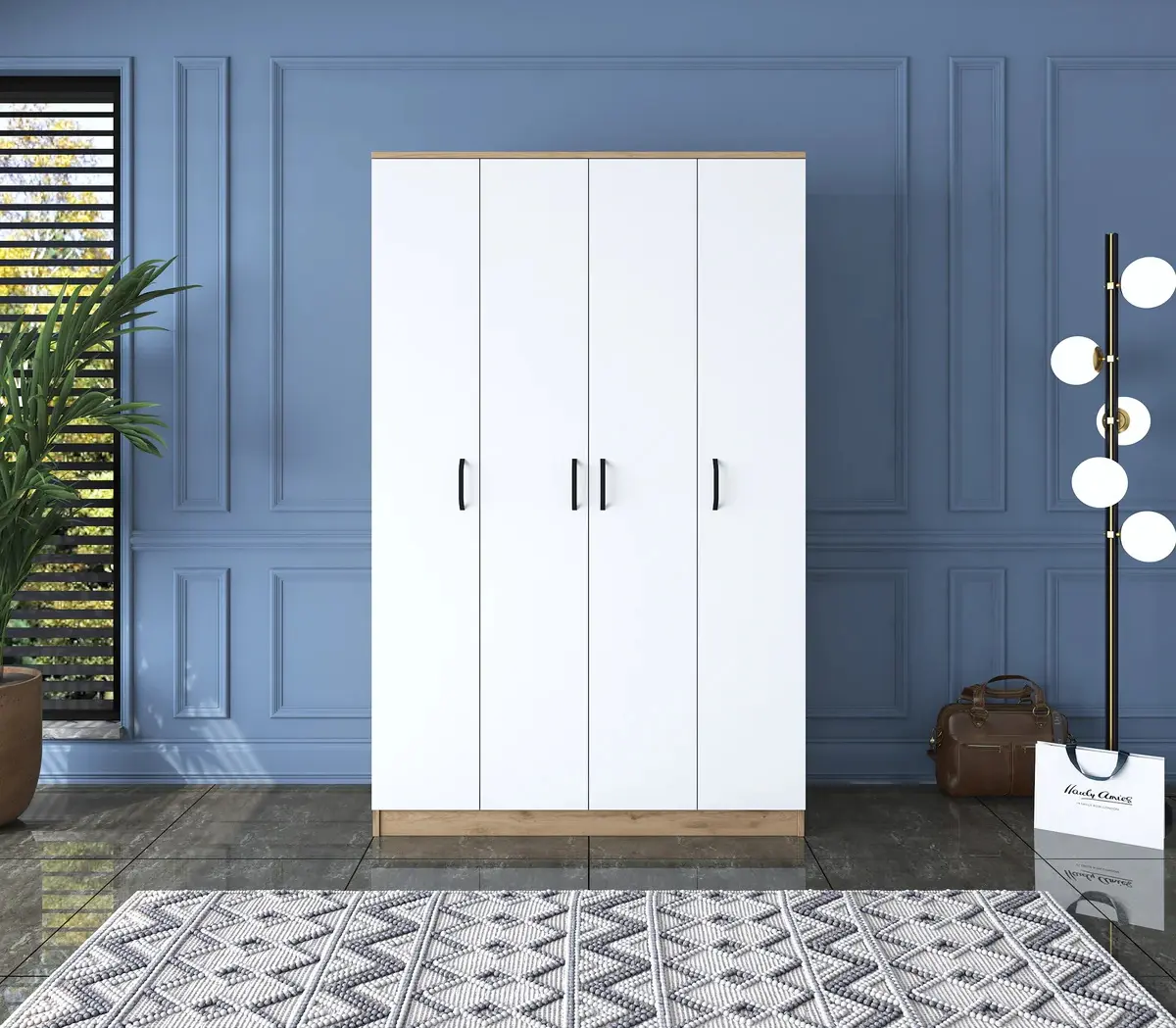 Dulap Mirage Meble BA116 S 4D (Walnut/White)