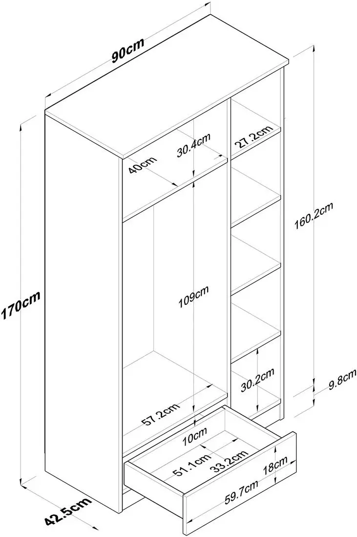 Шкаф Mirage Meble BA117 3D1S (Walnut/White)