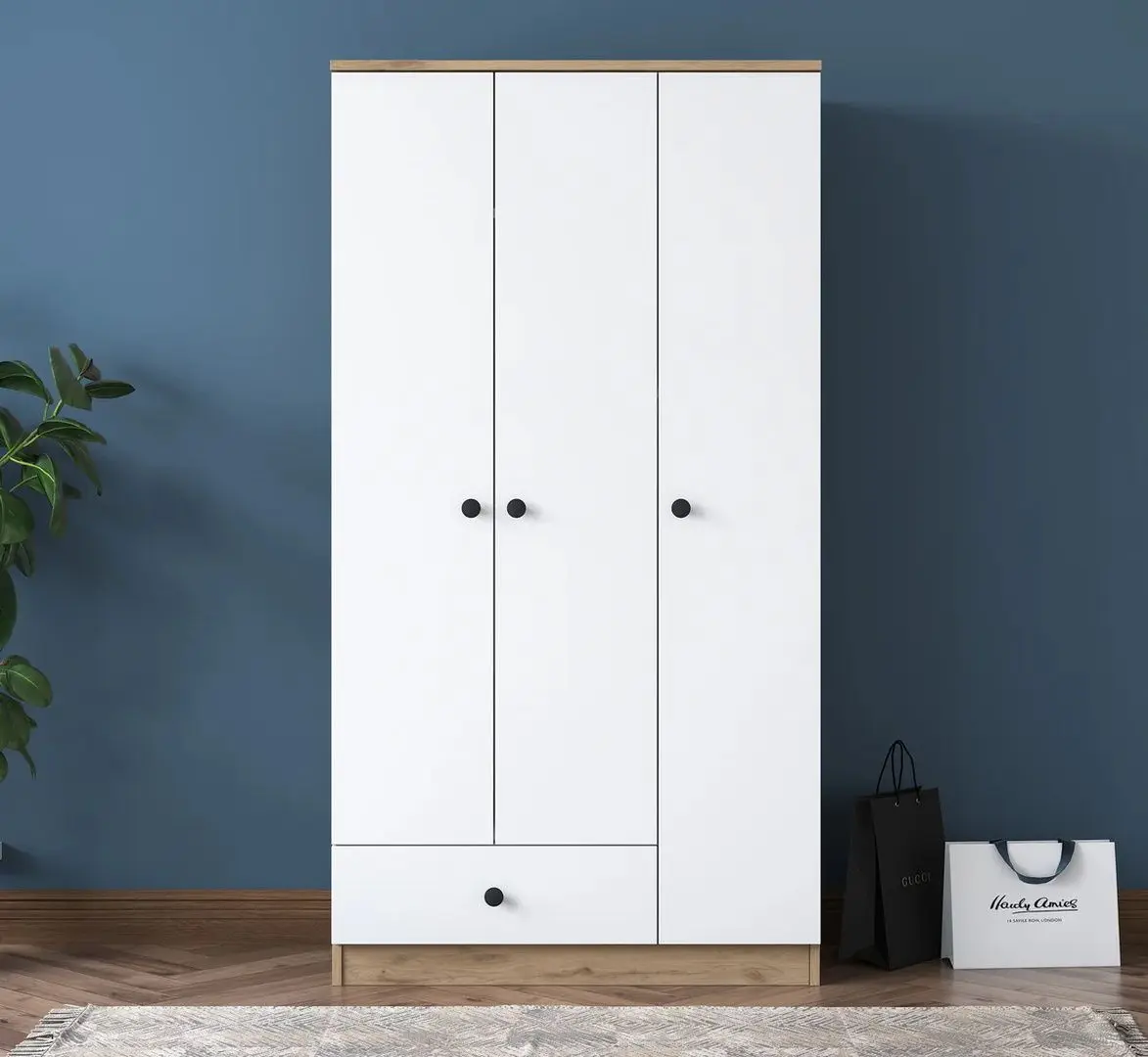 Шкаф Mirage Meble BA117 3D1S (Walnut/White)