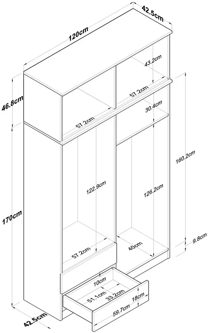 Шкаф Mirage Meble BA121 S 8D2S (Walnut/White)