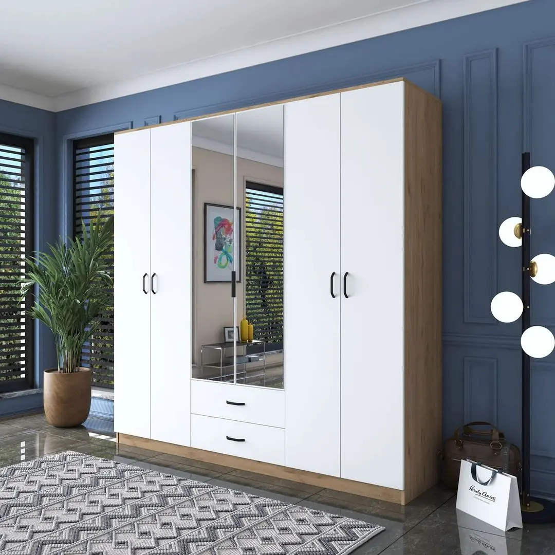 Шкаф Mirage Meble BA130 6D2S с зеркалом (Walnut/White)