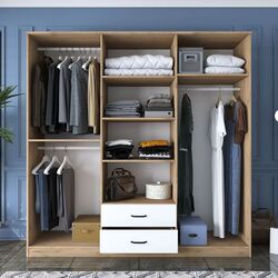 Шкаф Mirage Meble BA130 6D2S с зеркалом (Walnut/White) Thumb