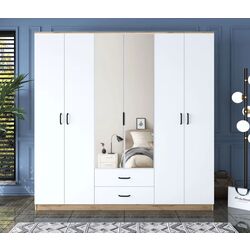 Шкаф Mirage Meble BA130 6D2S с зеркалом (Walnut/White)