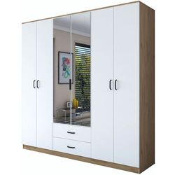 Шкаф Mirage Meble BA130 6D2S с зеркалом (Walnut/White) Thumb