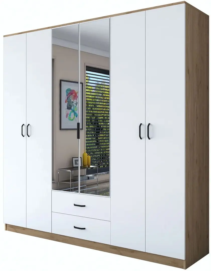 Шкаф Mirage Meble BA130 6D2S с зеркалом (Walnut/White)