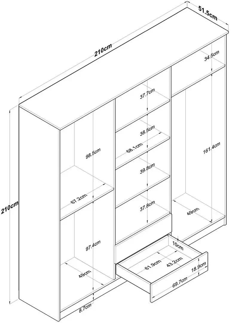 Шкаф Mirage Meble BA130 6D2S с зеркалом (Walnut/White)