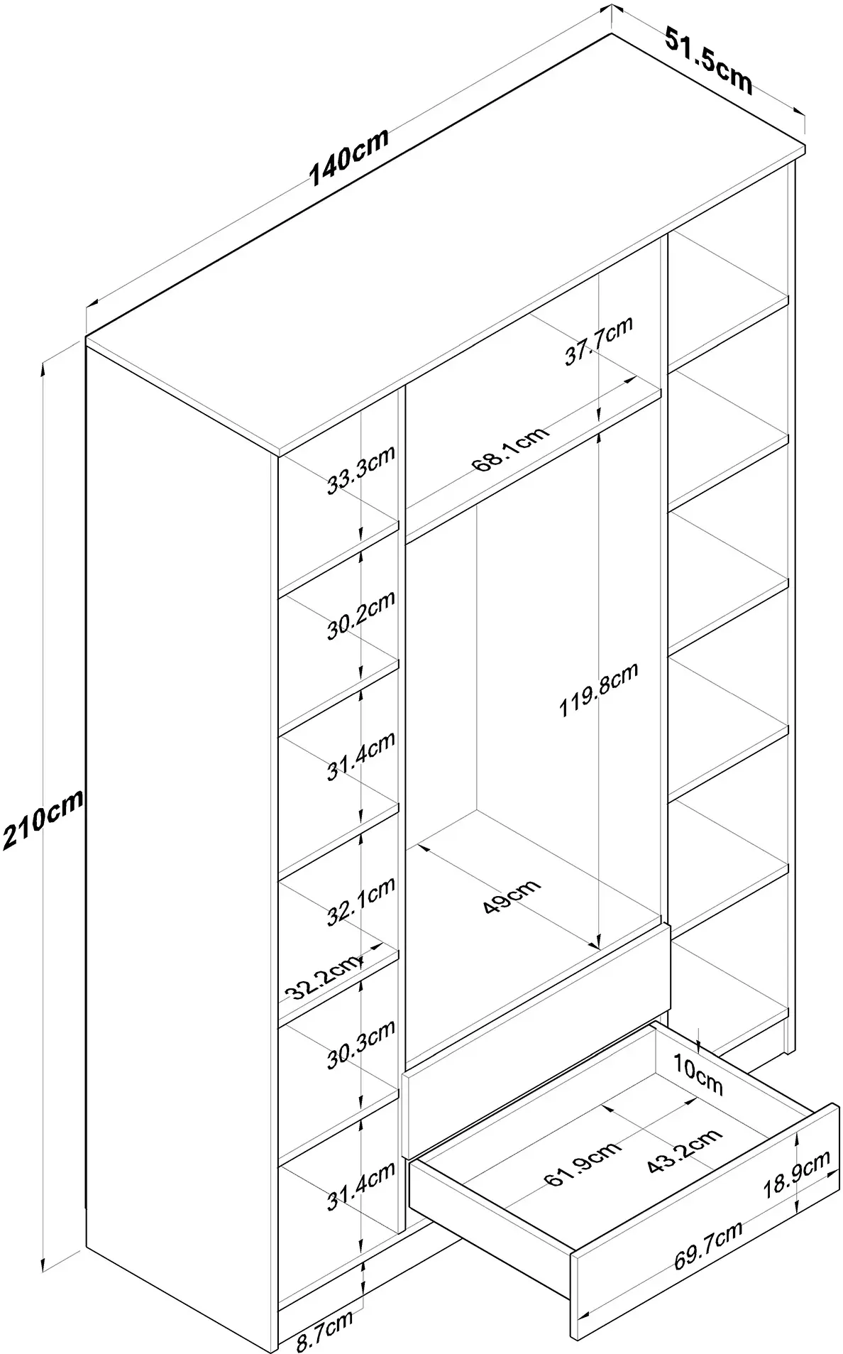 Шкаф Mirage Meble BA131 (Walnut/White)