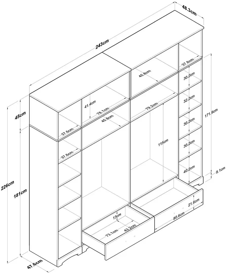 Шкаф Mirage Meble BA133 12D2S (White)