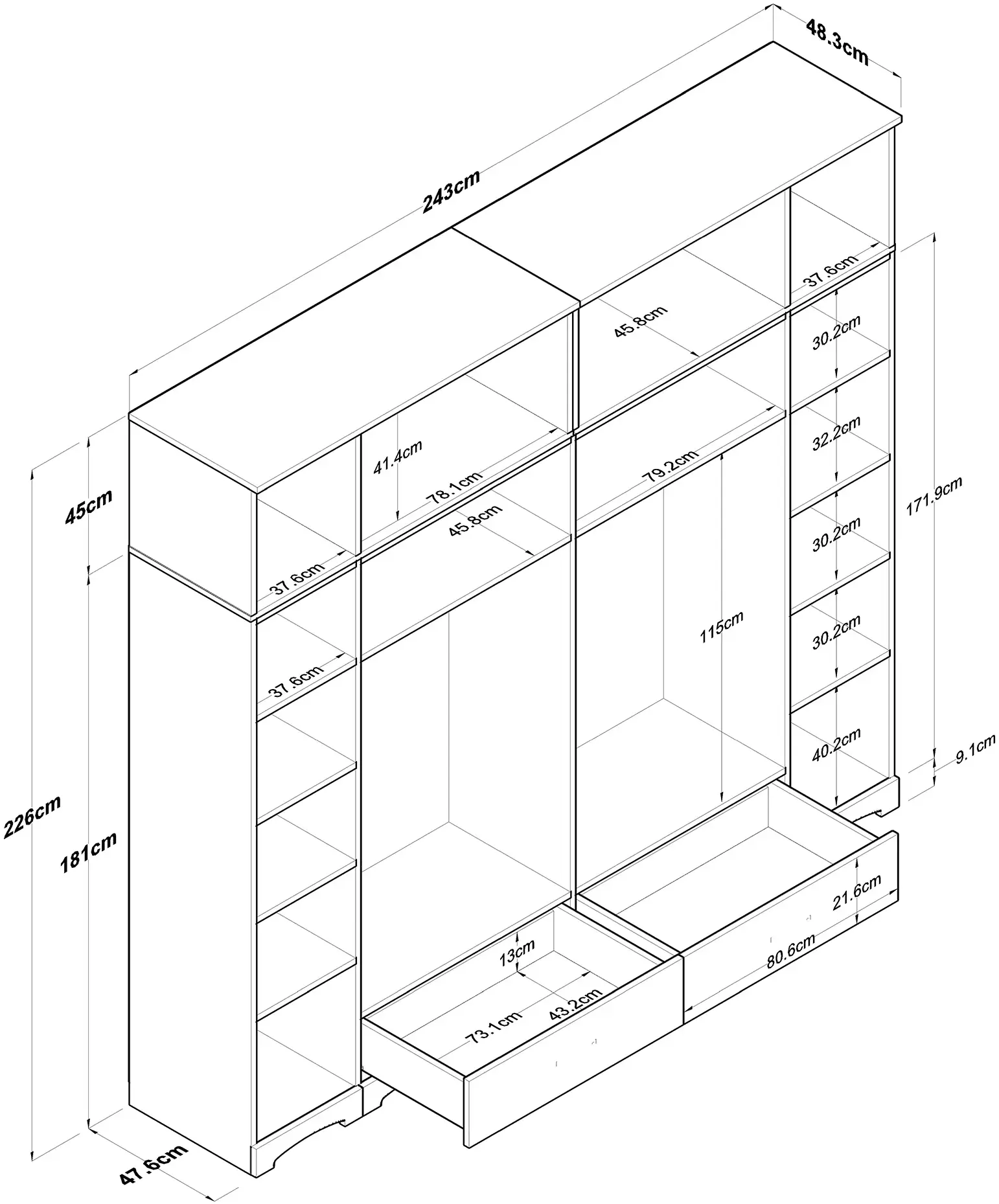 Dulap Mirage Meble BA133 (White/Walnut)