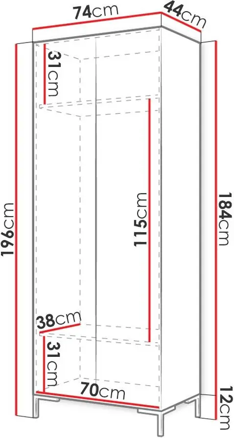 Dulap Mirjan24 Frunofta/Zilion cu oglinda (Black)