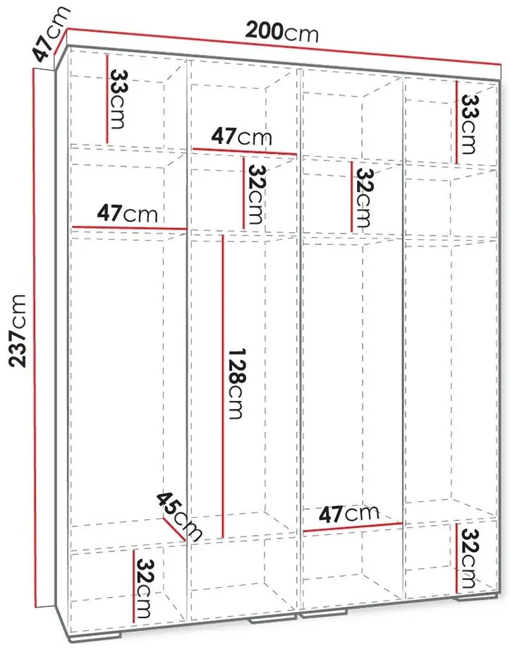 Dulap Mirjan24 Lewiosan 10/Manhattan Ryfel X 200 (White) - 2
