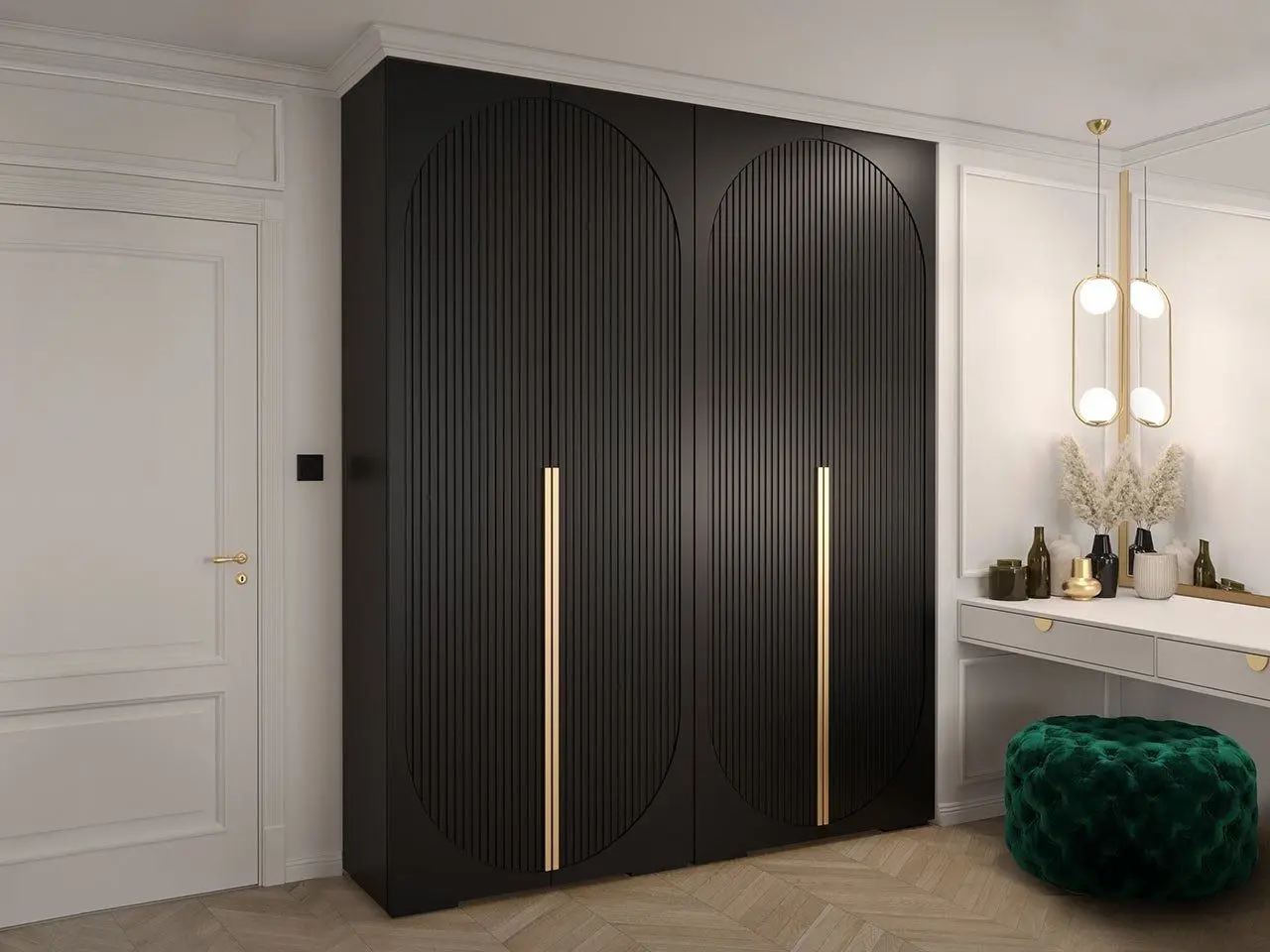 Шкаф Mirjan24 Lewiosan 5/Manhattan Ryfel V 200 (Black/Gold)