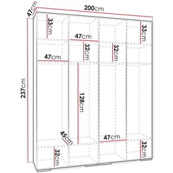 Dulap Mirjan24 Lewiosan 5/Manhattan Ryfel V 200 (White/Gold) Thumb