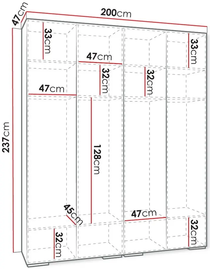 Dulap Mirjan24 Lewiosan 5/Manhattan Ryfel V 200 (White/Gold)