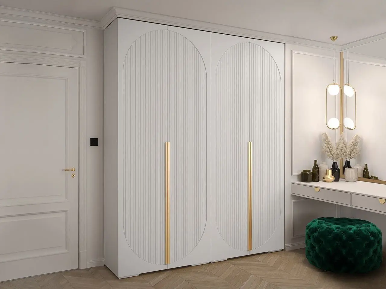 Dulap Mirjan24 Lewiosan 5/Manhattan Ryfel V 200 (White/Gold)