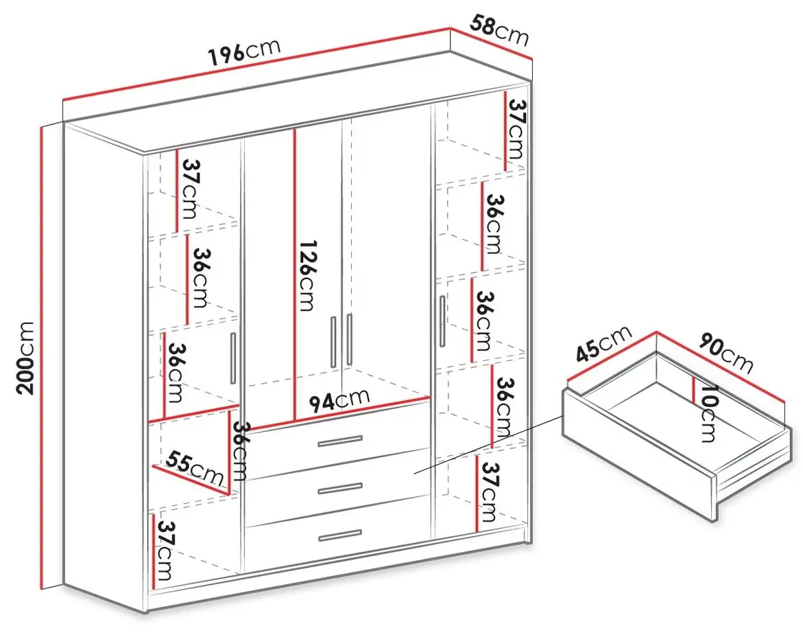 Dulap Mirjan24 Lily/Bali D4 cu modul (Graphite) - 4