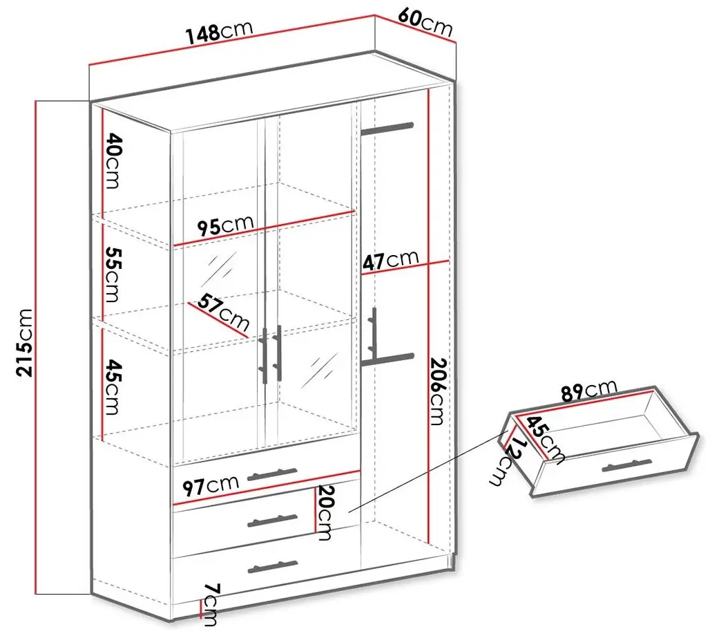 Dulap Mirjan24 Tosion/Pekos 3D (White)