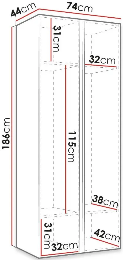 Dulap Mirjan24 Towiro Slim 2D/Orion (White) - 2