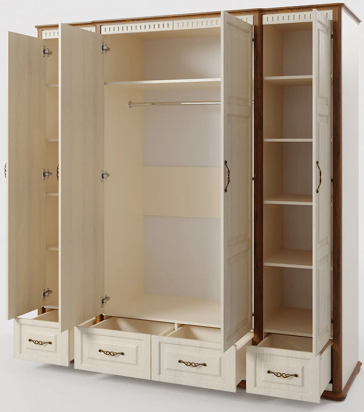 Dulap МЛ-Мебель Marsel №04 205.2cm (Cream/Country Oak) - 2