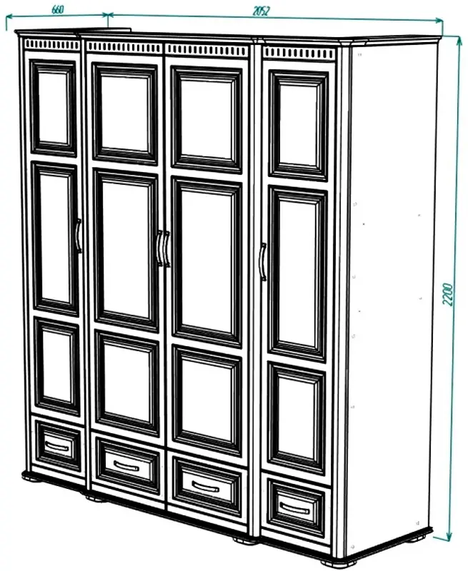 Dulap МЛ-Мебель Marsel №04 205.2cm (Cream/Country Oak) - 3