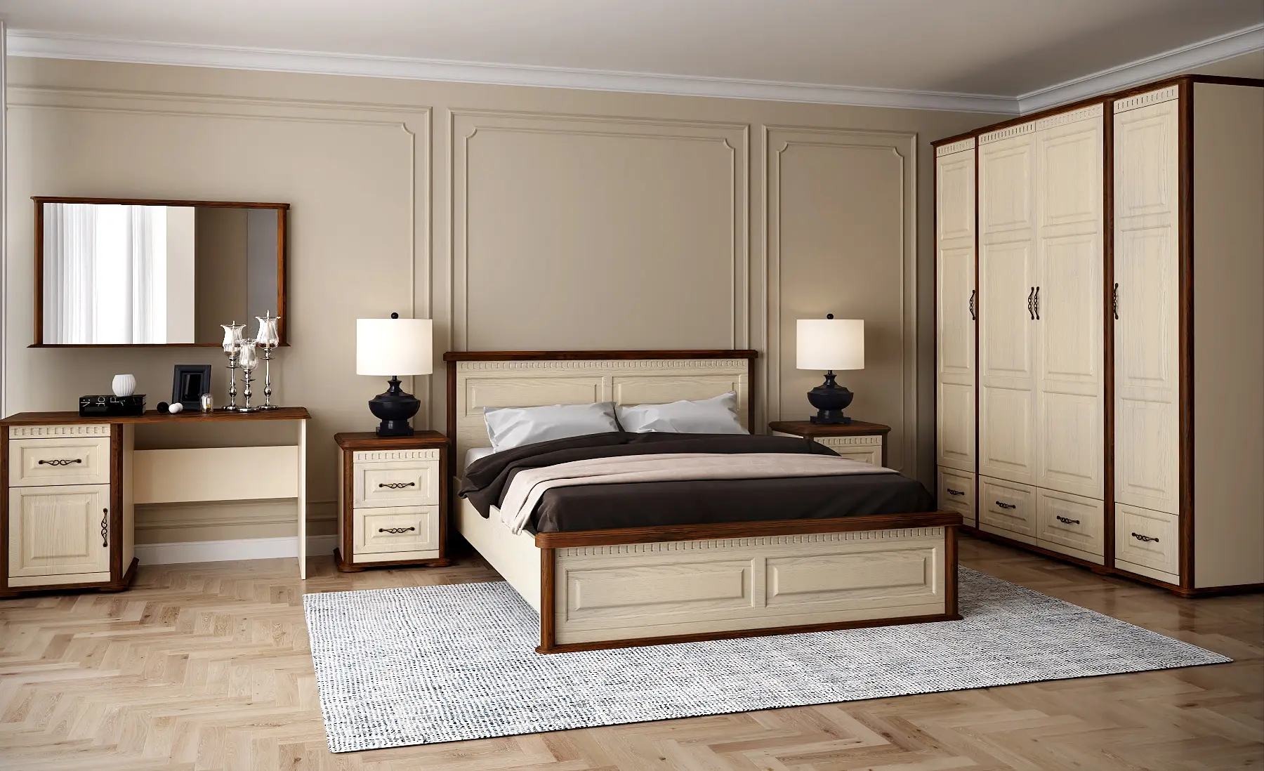 Dulap МЛ-Мебель Marsel №04 205.2cm (Cream/Country Oak) - 5