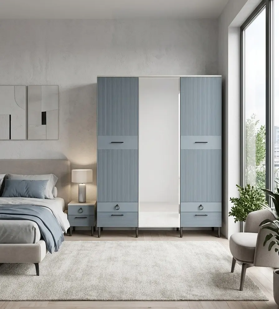 Dulap МЛ-Мебель Velvet №6 180.1cm (Craft Oak White/Laguna Soft)