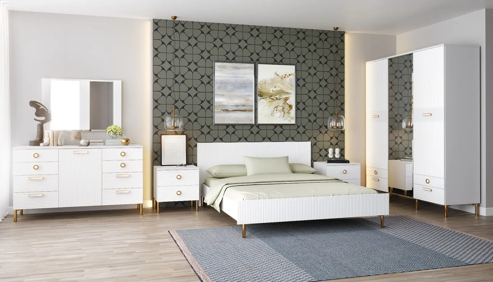 Dulap МЛ-Мебель Velvet №6 180cm (White/Gold) - 5