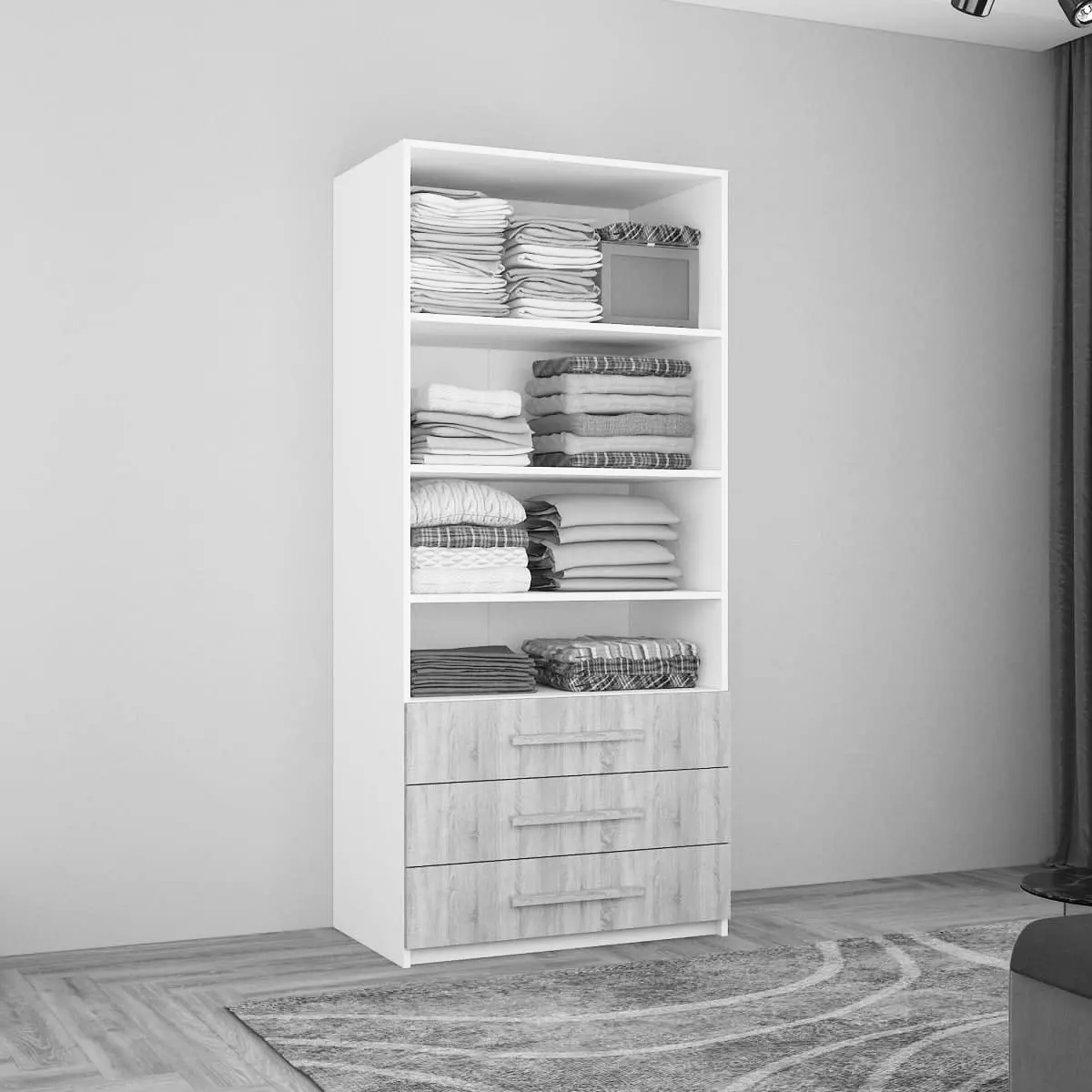 Шкаф Mobildor Smart-Home полки/ящики 1.0x0.56x2.0 (White/Anthracite)