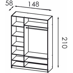 Dulap Modern Alex 150cm (Iron Stone) Thumb