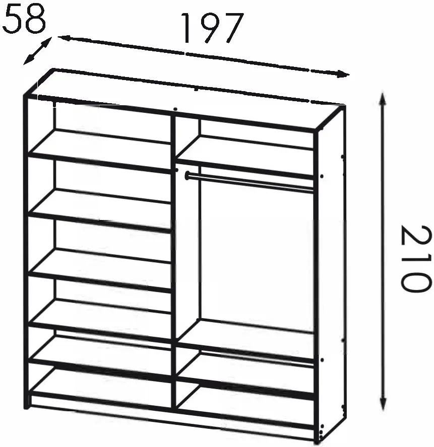 Dulap Modern Alex 200cm (Iron Stone)