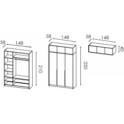 Dulap Modern Alex mezanin 150cm (Craft Oak Gray) Thumb