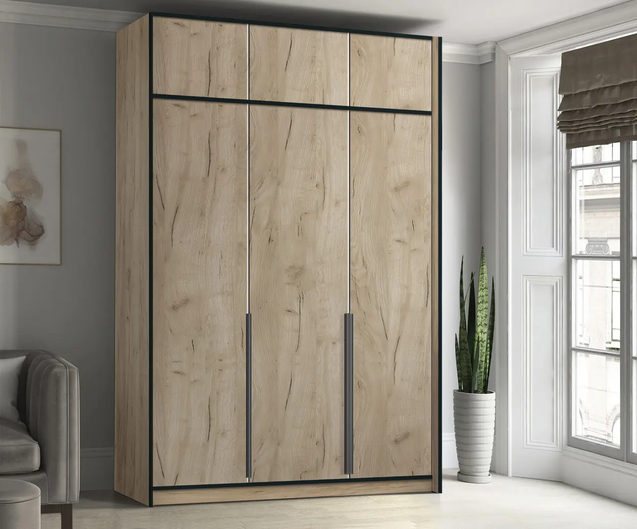 Dulap Modern Alex mezanin 150cm (Craft Oak Gray)