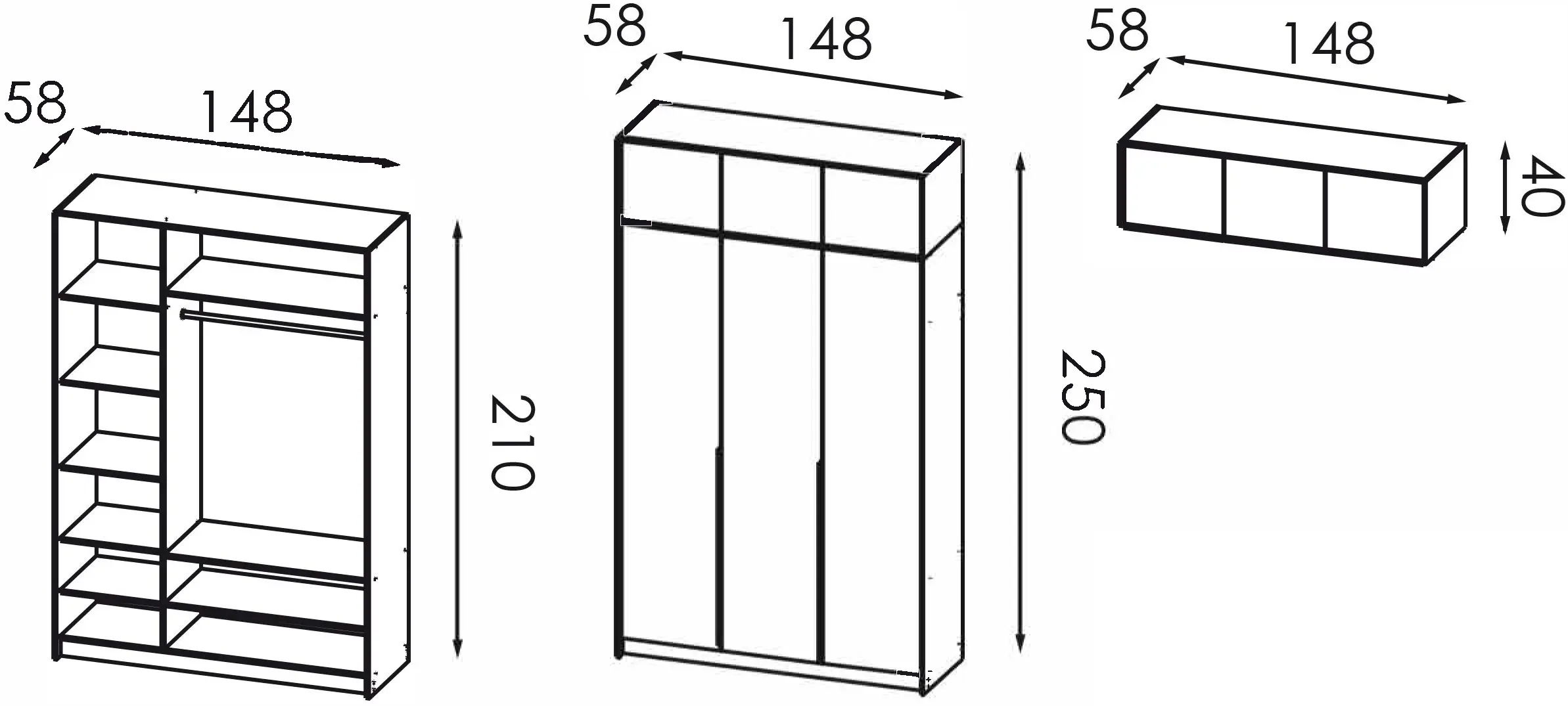 Dulap Modern Alex mezanin 150cm (Iron Stone)