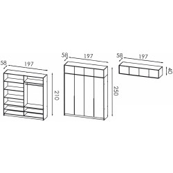 Dulap Modern Alex mezanin 200cm (Iron Stone) Thumb