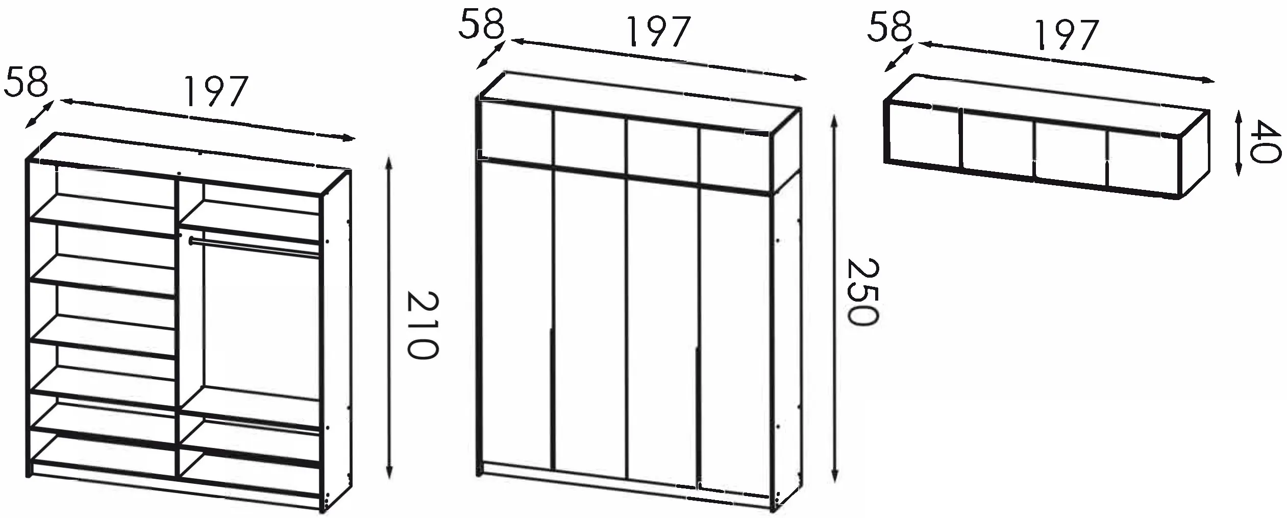 Шкаф Modern Alex антресоль 200cm (Slate Gray)