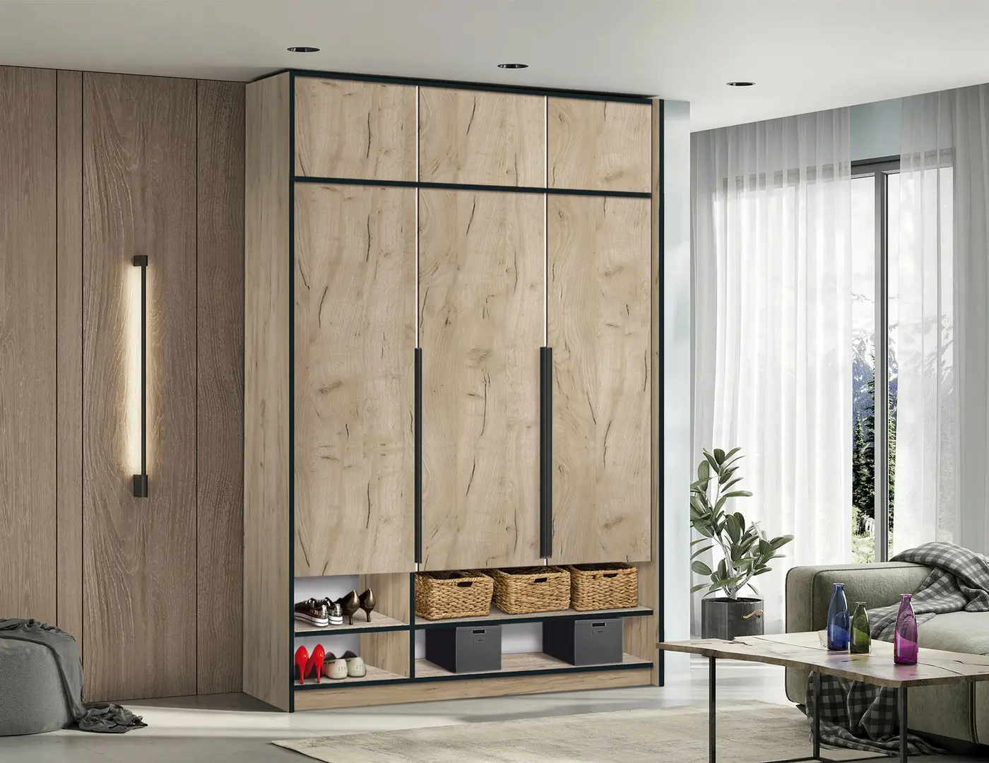 Dulap Modern Alex nisa/mezanin 150cm (Craft Oak Gray)