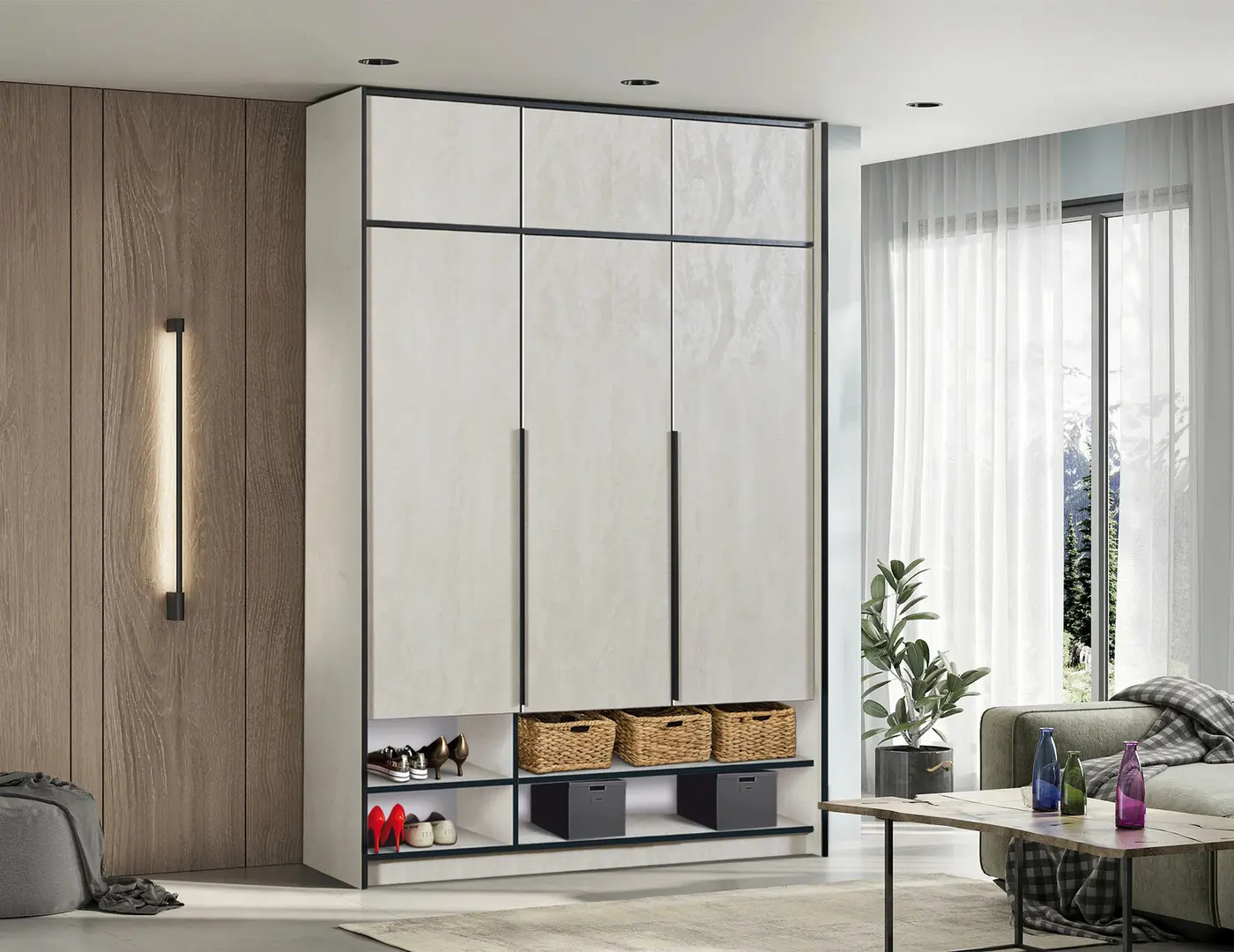 Dulap Modern Alex nisa/mezanin 150cm (Silk Stone)