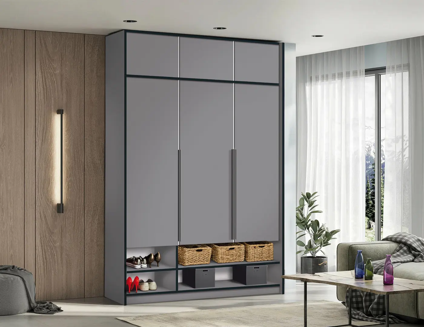 Dulap Modern Alex nisa/mezanin 150cm (Slate Gray)