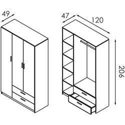 Шкаф Modern Andi 120cm (Slate Gray/White) Thumb