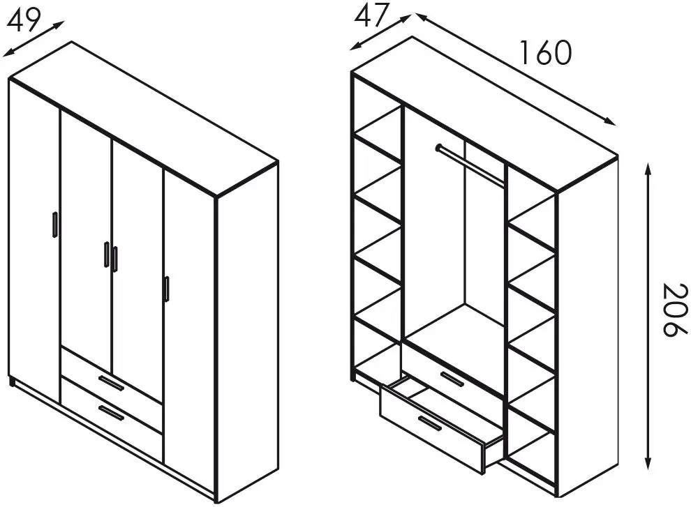 Шкаф Modern Andi 160cm (White/Cashmere)