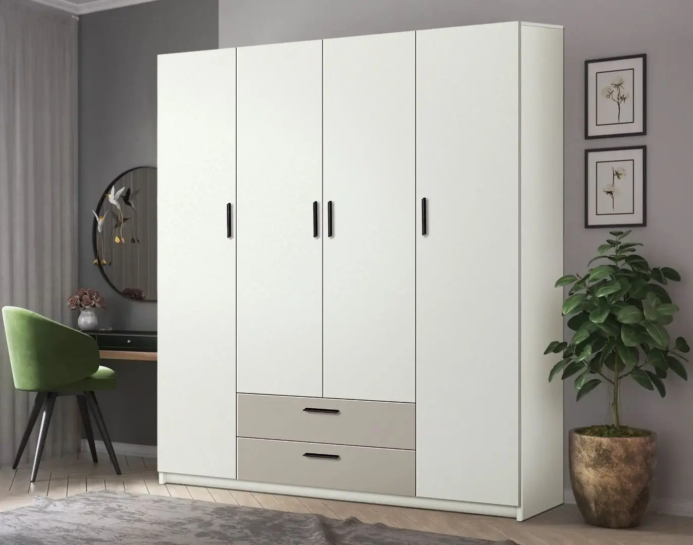 Шкаф Modern Andi 160cm (White/Cashmere)